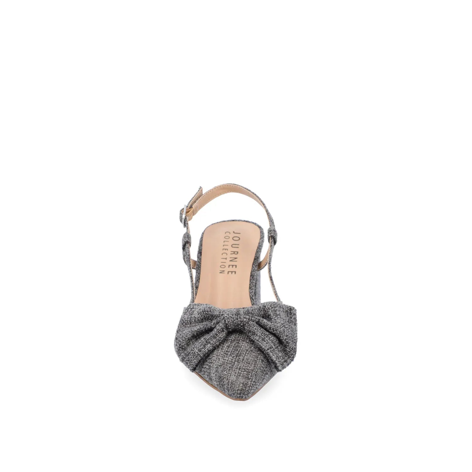 Tailynn Slingback Block Heels in Charcoal Linen Fabric