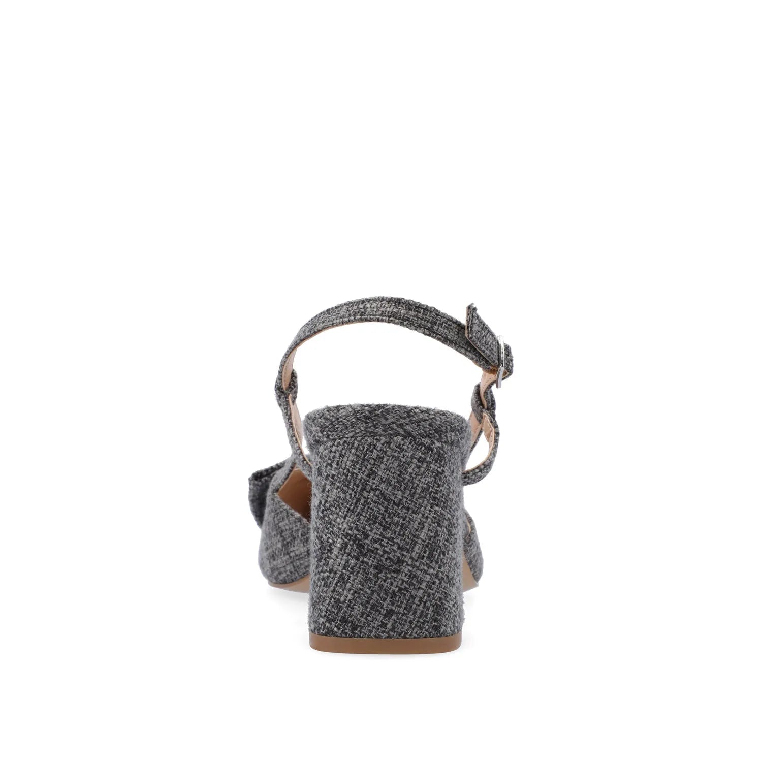 Tailynn Slingback Block Heels in Charcoal Linen Fabric
