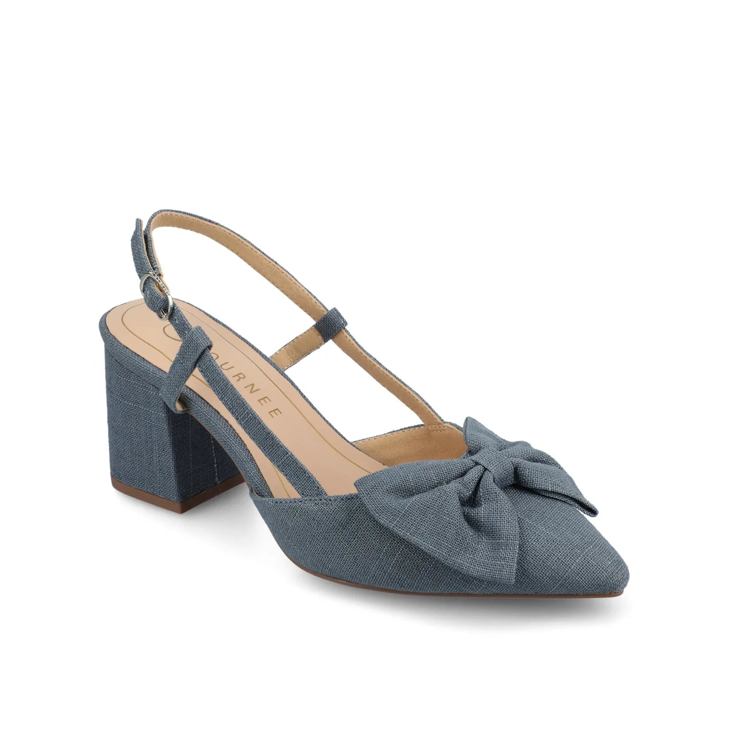 Tailyynn Slingback Block Heels in Statement Denim