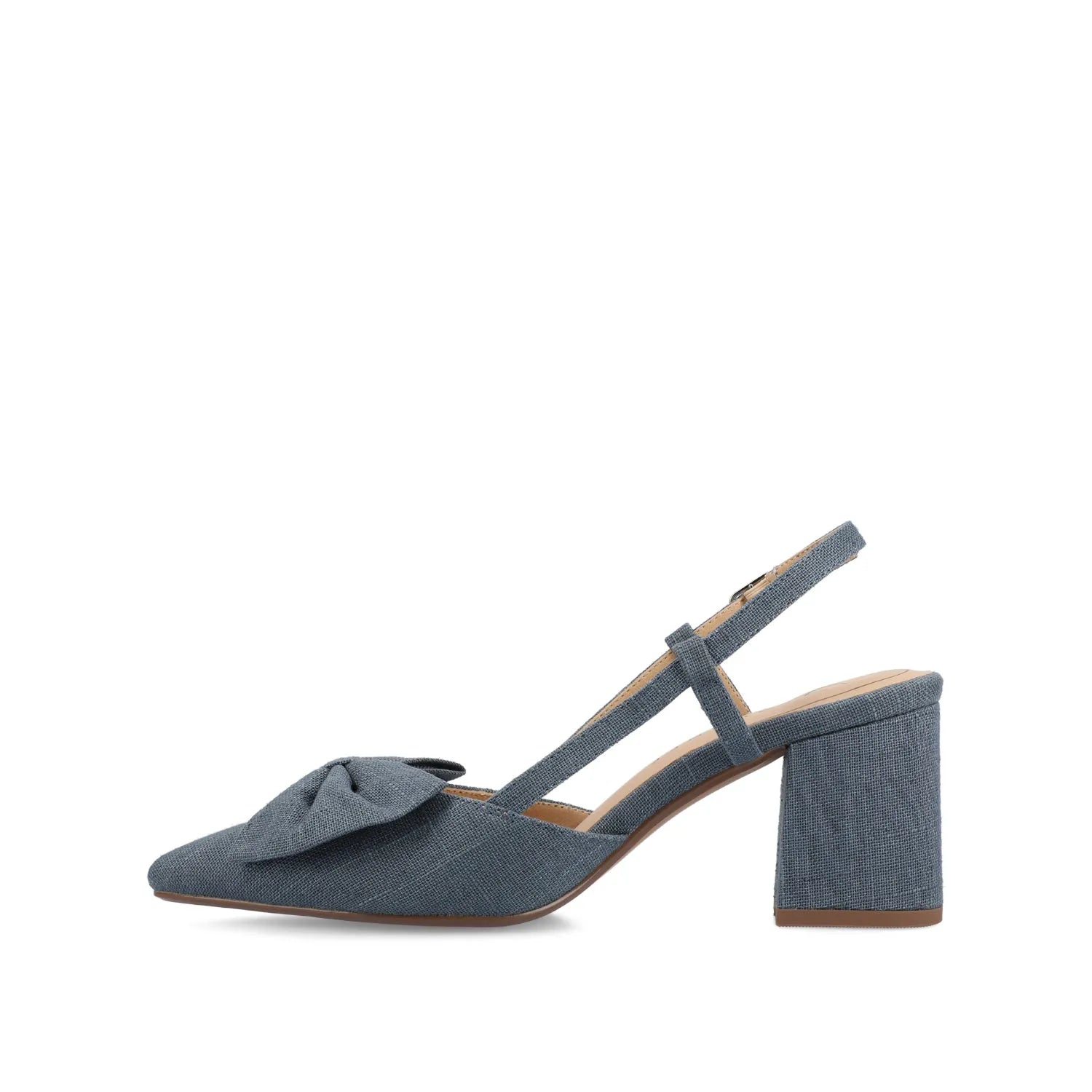 Tailyynn Slingback Block Heels in Statement Denim