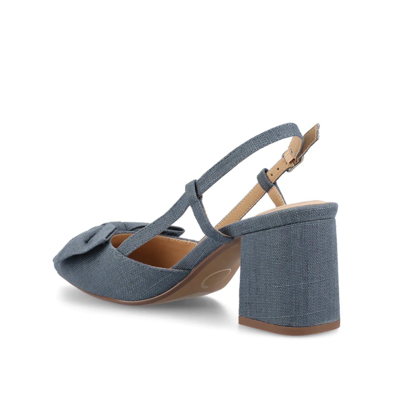 Tailyynn Slingback Block Heels in Statement Denim