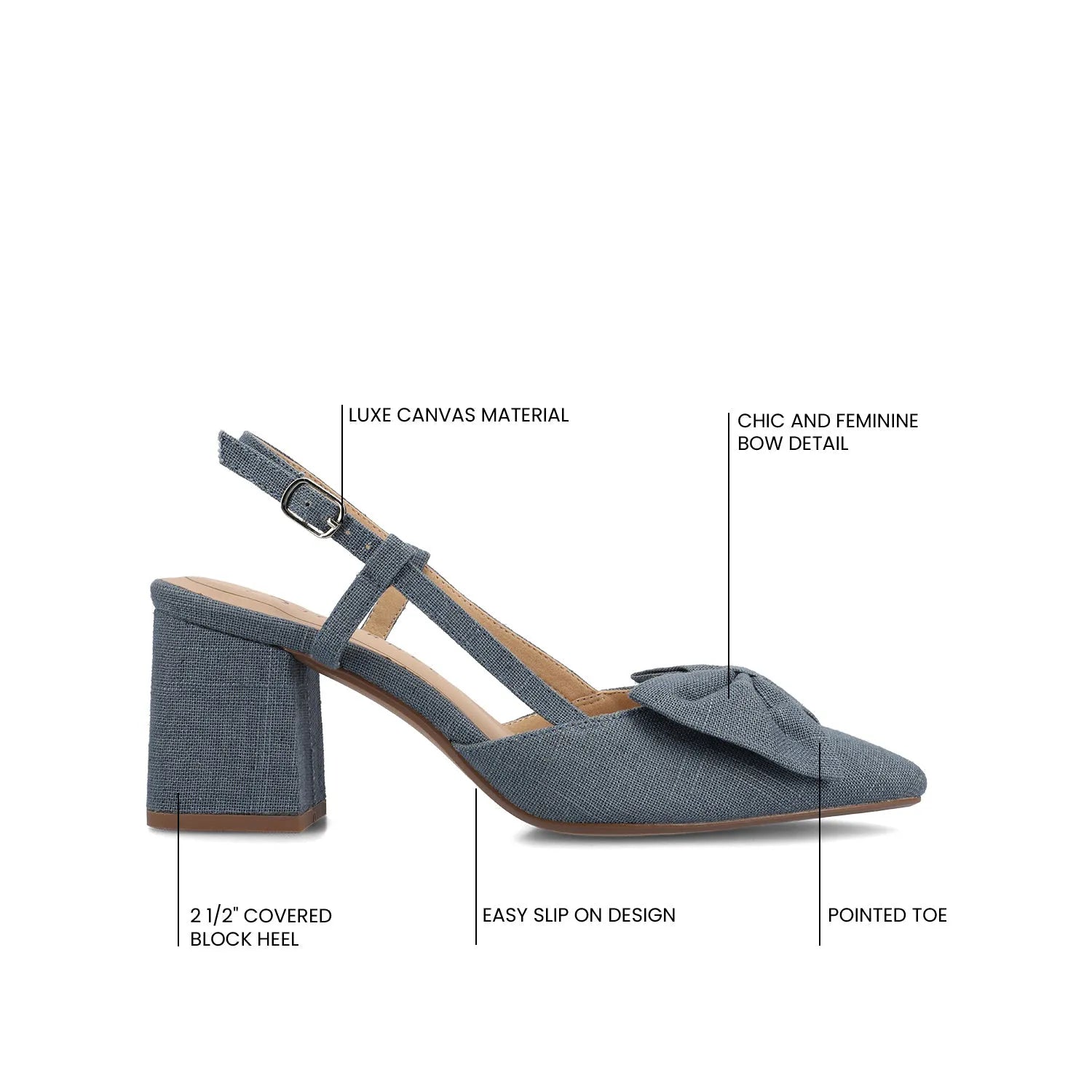 Tailyynn Slingback Block Heels in Statement Denim