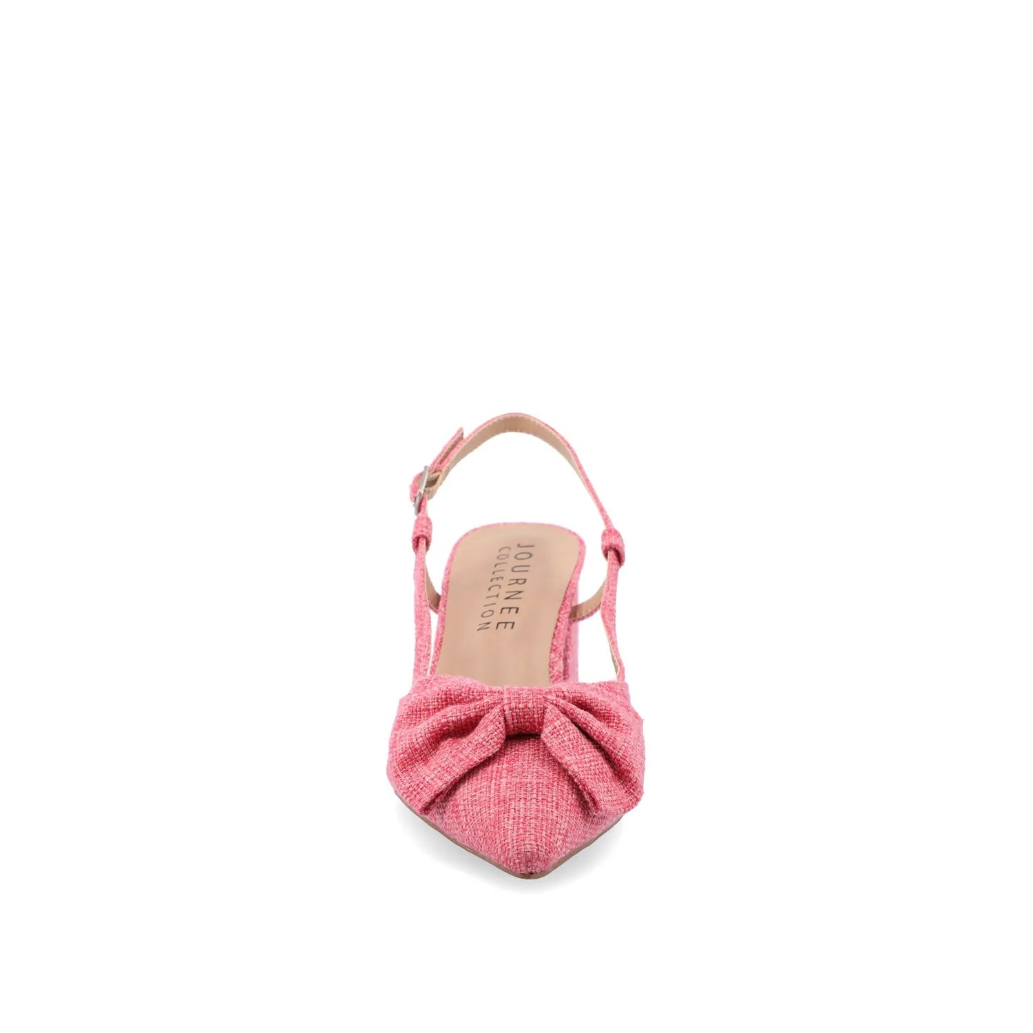 TAILYNN SLINGBACK BLOCK HEELS IN FABRIC - Pink Linen