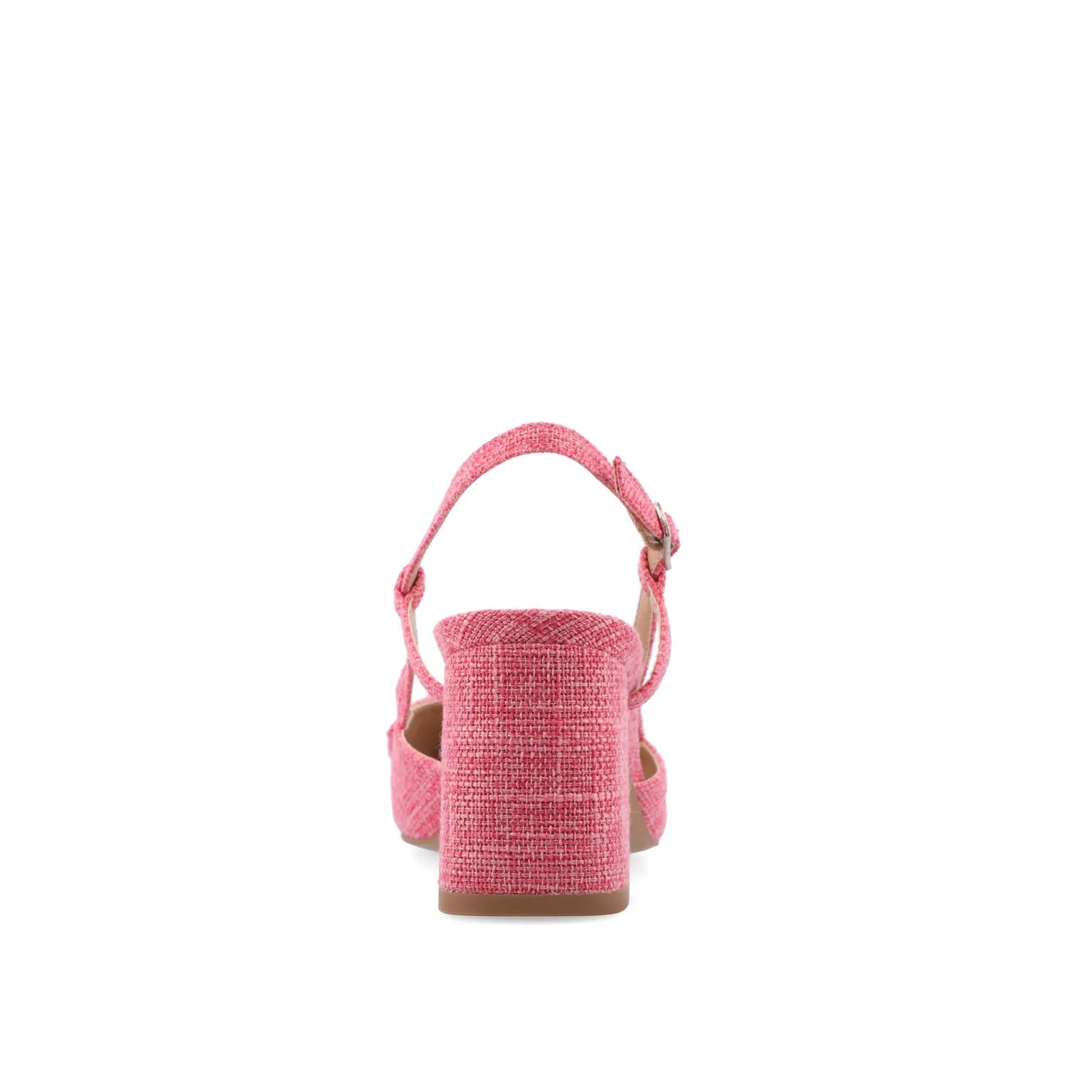 TAILYNN SLINGBACK BLOCK HEELS IN FABRIC - Pink Linen