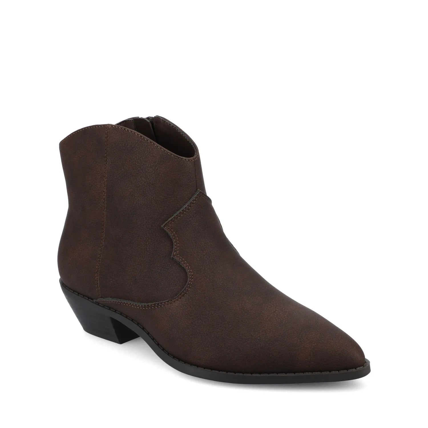 TALIAH Western Ankle Booties in Vintage Brown