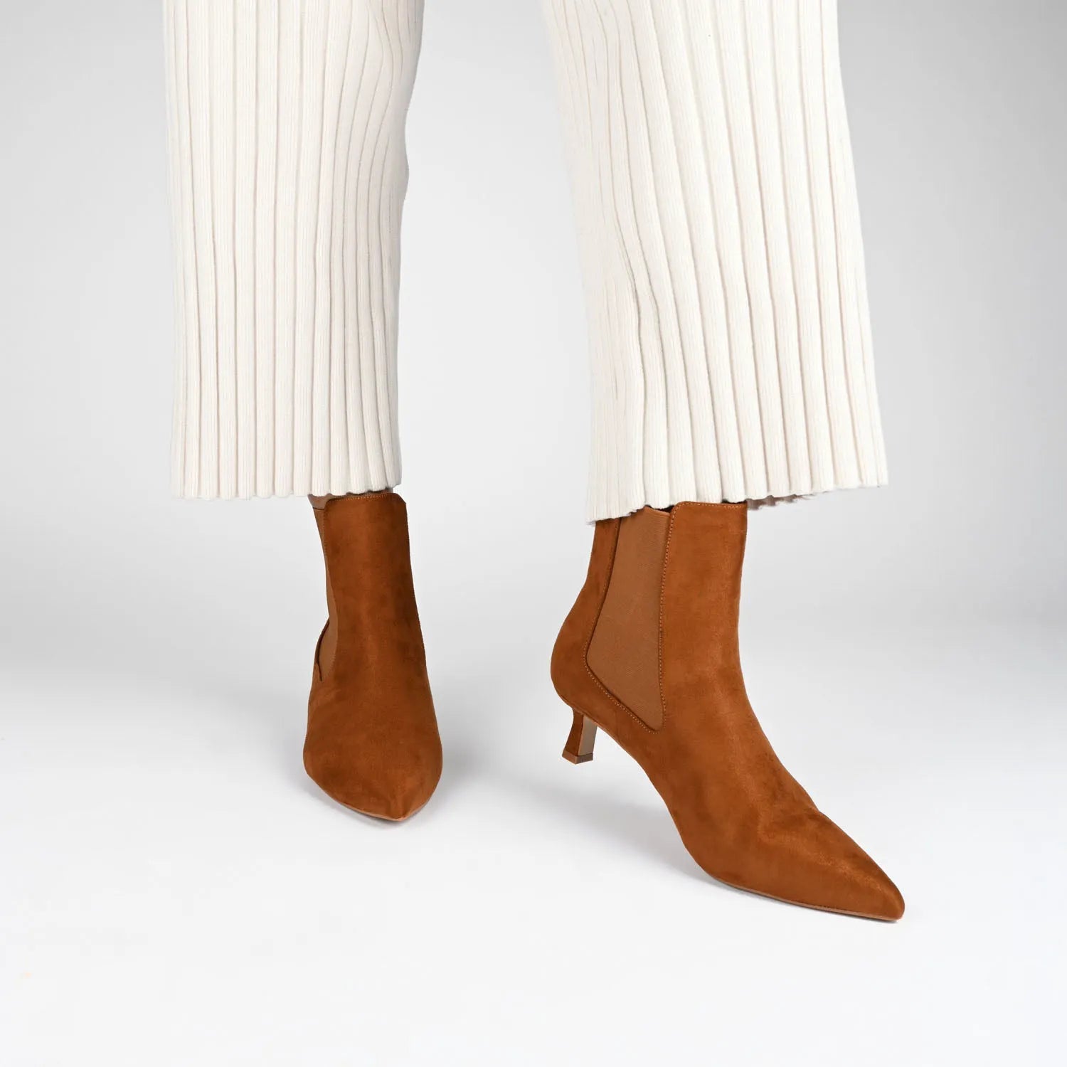 TENLEE Chelsea Booties in Wide Width - Tan Faux Suede
