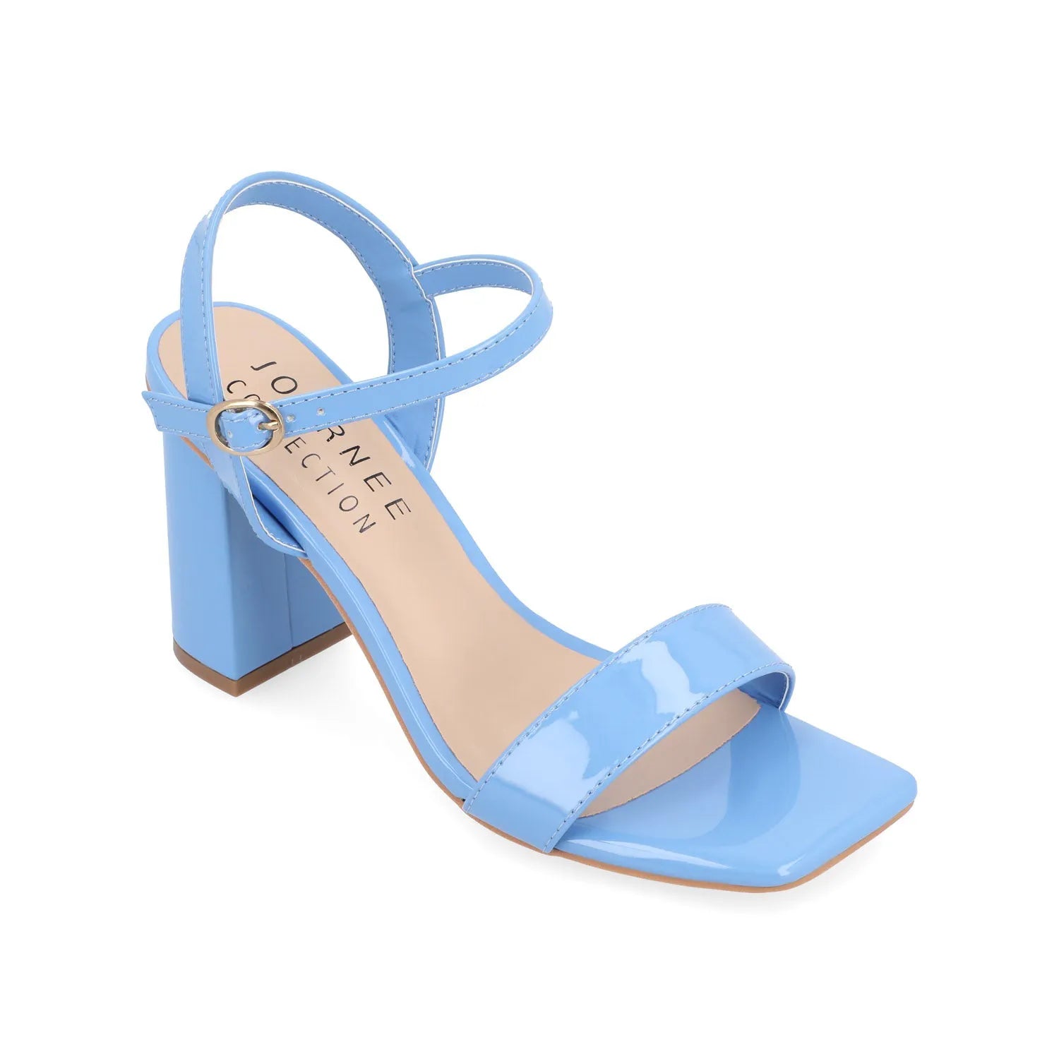 Tivona Wide Fit Vegan Leather Strappy Heels - Blue