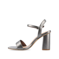 Tivona Strappy Block Heels in Vegan Leather - Pewter