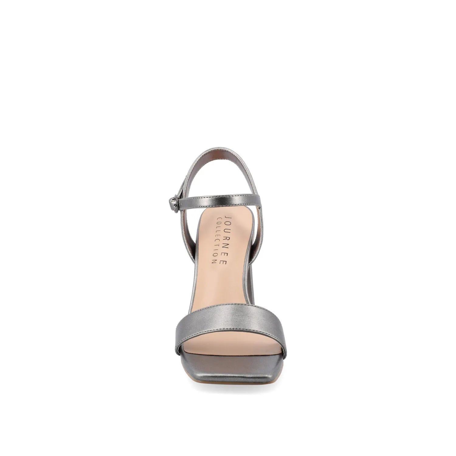 Tivona Strappy Block Heels in Vegan Leather - Pewter