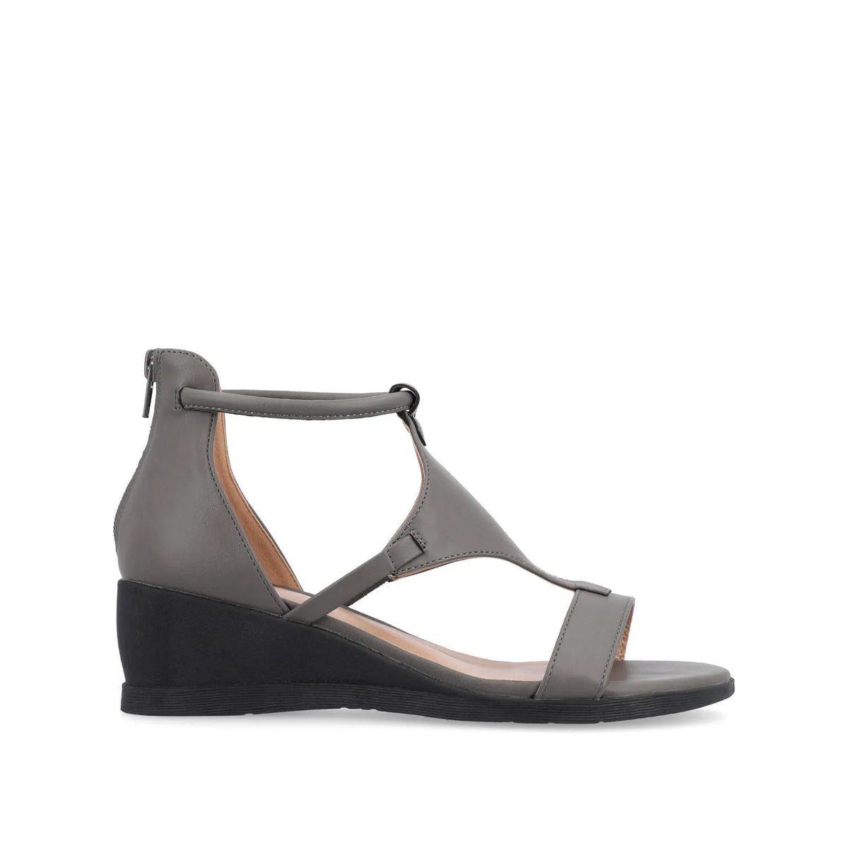 Trayle Wedge Gladiator Sandals in Wide - Grey PU