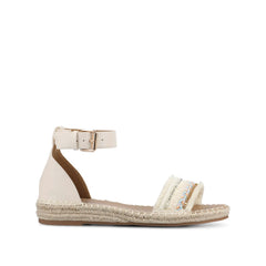 Tristeen Fabric Espadrille Sandals in Bone with Beading