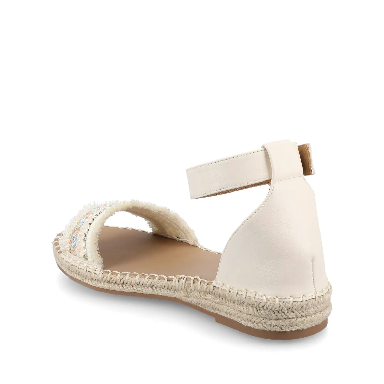 Tristeen Fabric Espadrille Sandals in Bone with Beading