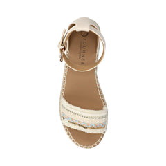 Tristeen Fabric Espadrille Sandals in Bone with Beading