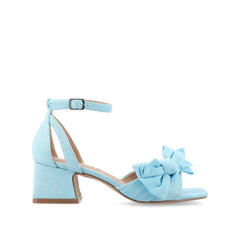 Zevi Strappy Block Heels in Blue Fabric