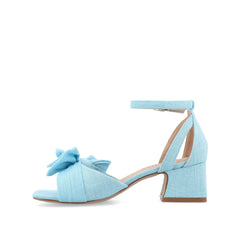 Zevi Strappy Block Heels in Blue Fabric