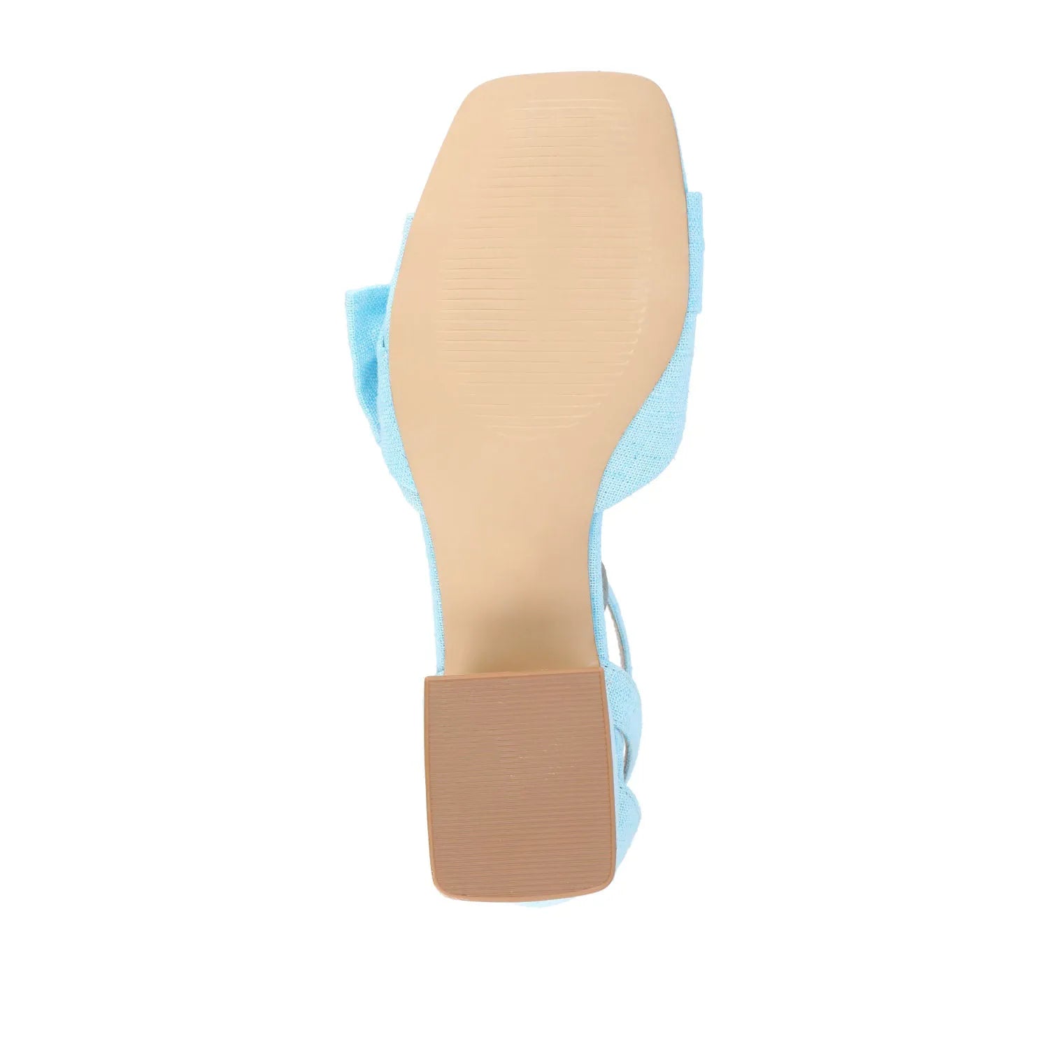 Zevi Strappy Block Heels in Blue Fabric