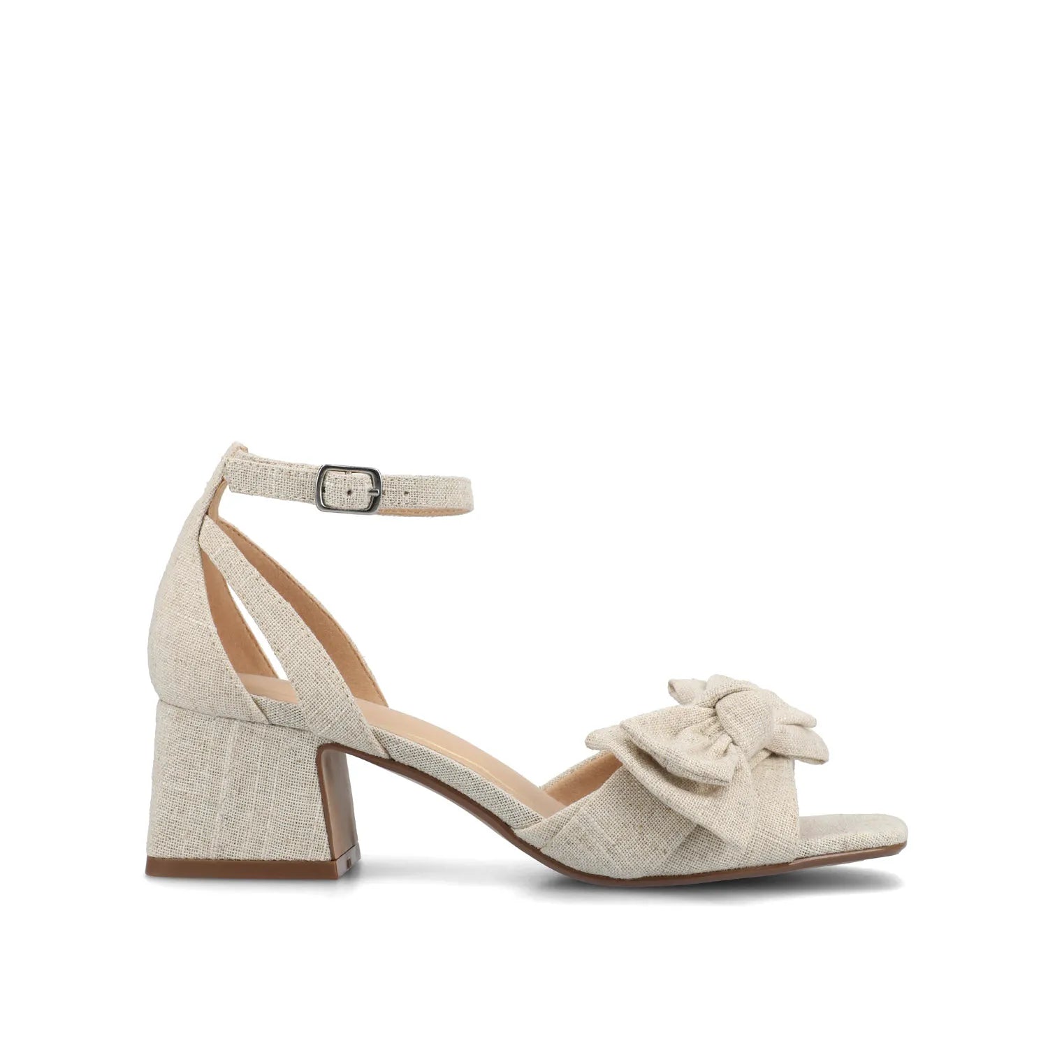 Zevi Strappy Block Heels in Wide Width - Bone Fabric