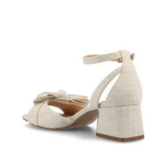 Zevi Strappy Block Heels in Wide Width - Bone Fabric