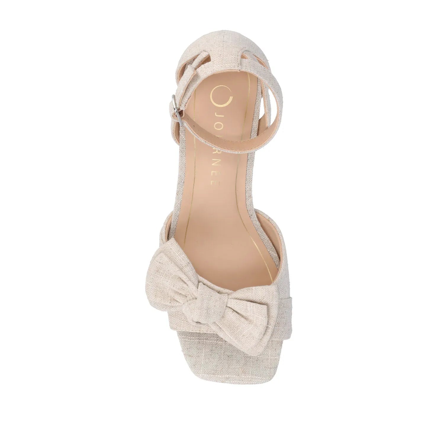 Zevi Strappy Block Heels in Wide Width - Bone Fabric