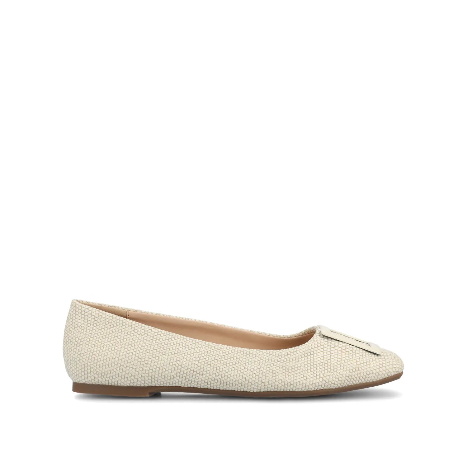 ZIMIA Square Toe Flats in Vegan Leather - Bone Lizard