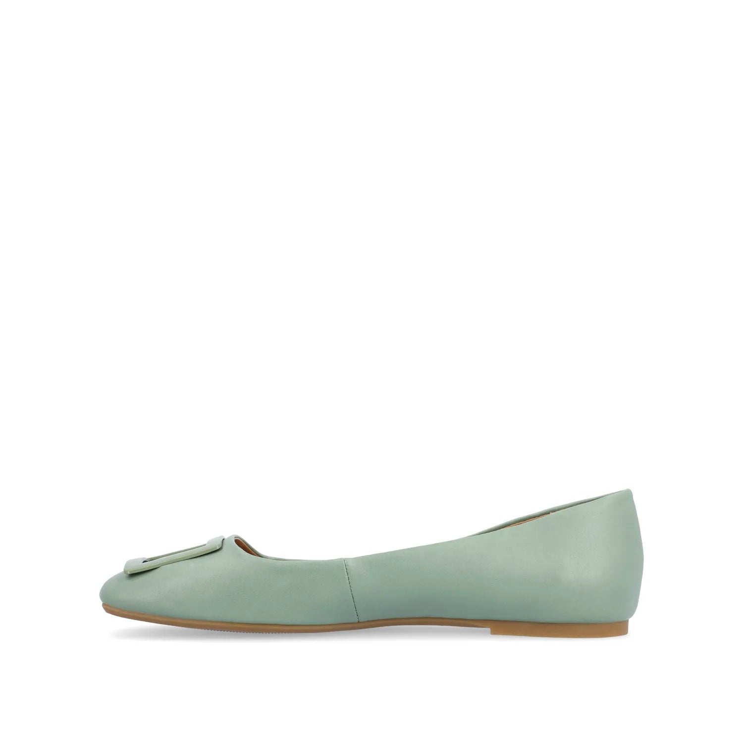 ZIMIA Square Toe Flats in Vegan Leather - Sage