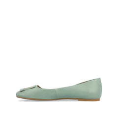 ZIMIA Square Toe Flats in Vegan Leather - Sage