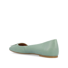 ZIMIA Square Toe Flats in Vegan Leather - Sage