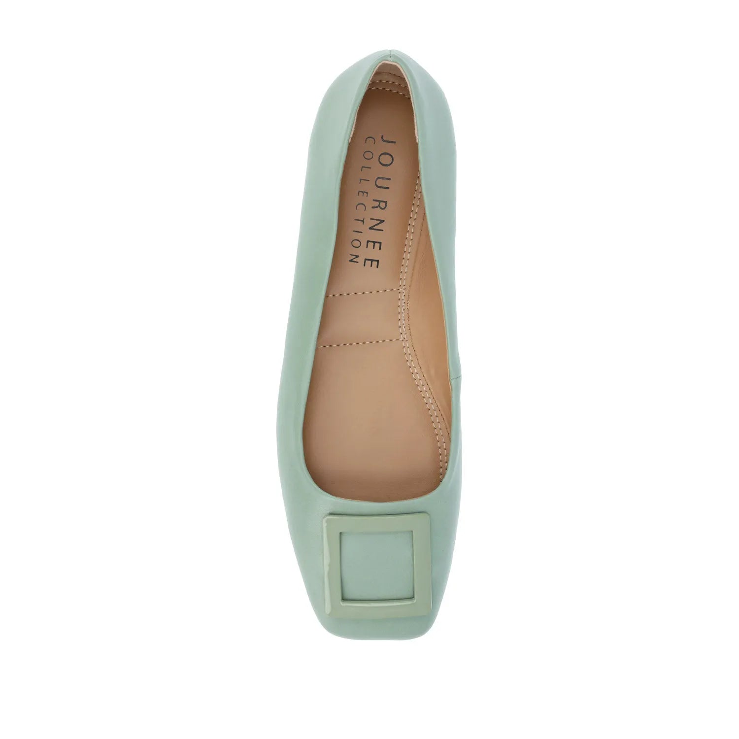 ZIMIA Square Toe Flats in Vegan Leather - Sage