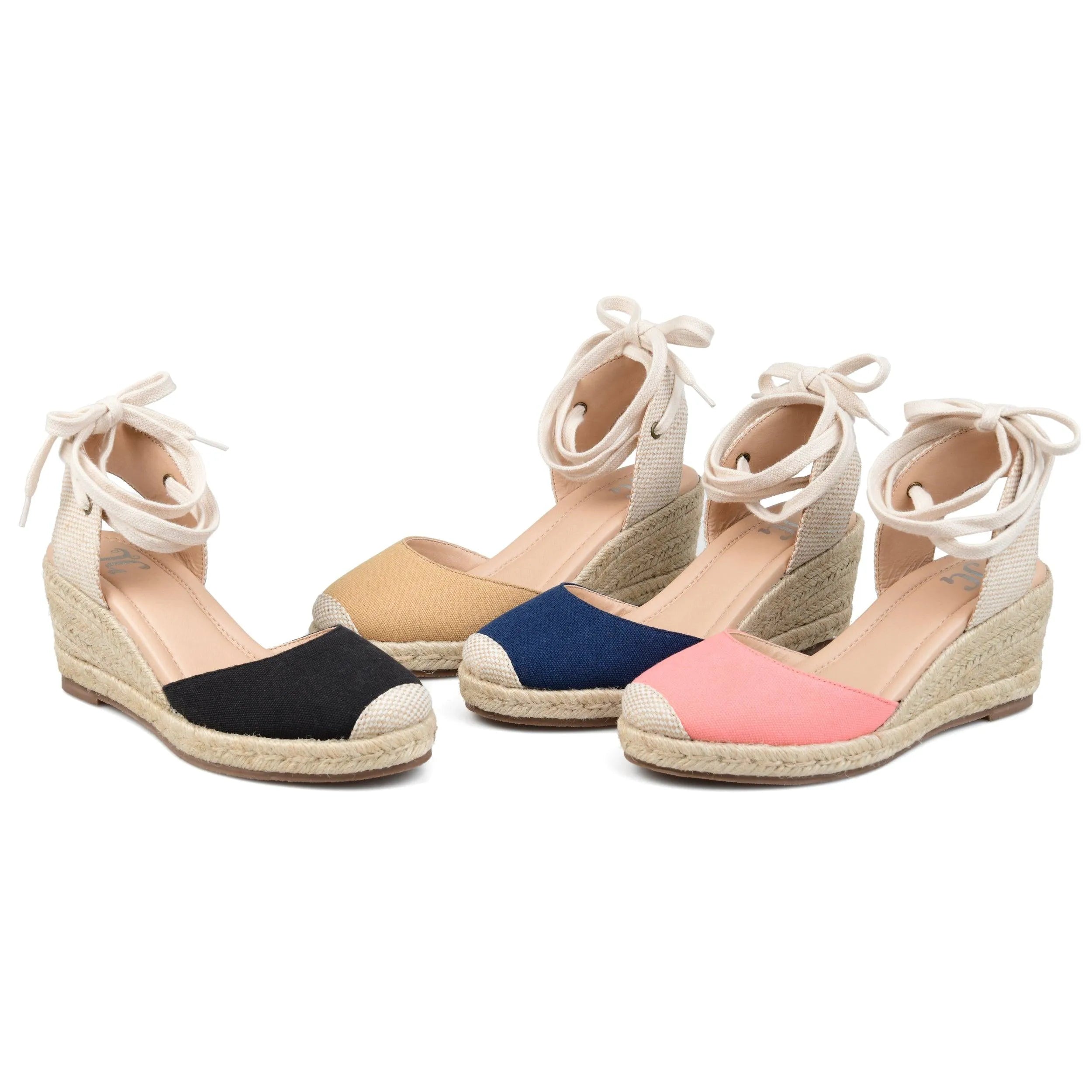 Monte Espadrille Wedge Sandals in Wide Width - Navy Blue Fabric